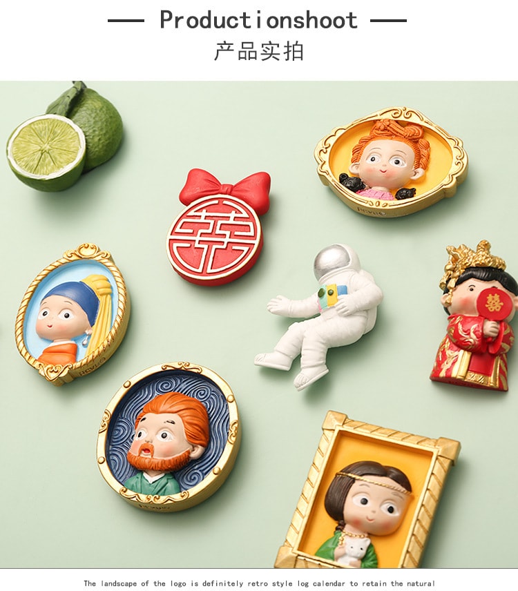 【中國直郵】花果 卡通人物冰箱貼磁個性創意磁力貼 珍珠女孩2個