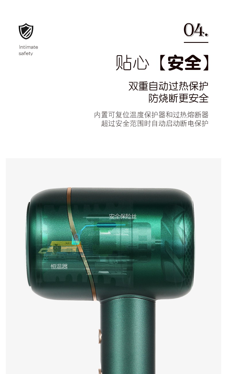 中国 K·SKIN金稻 电吹风机 负离子沙龙家用 2000W负离子 快速干燥不伤发 KD318绿色 1台