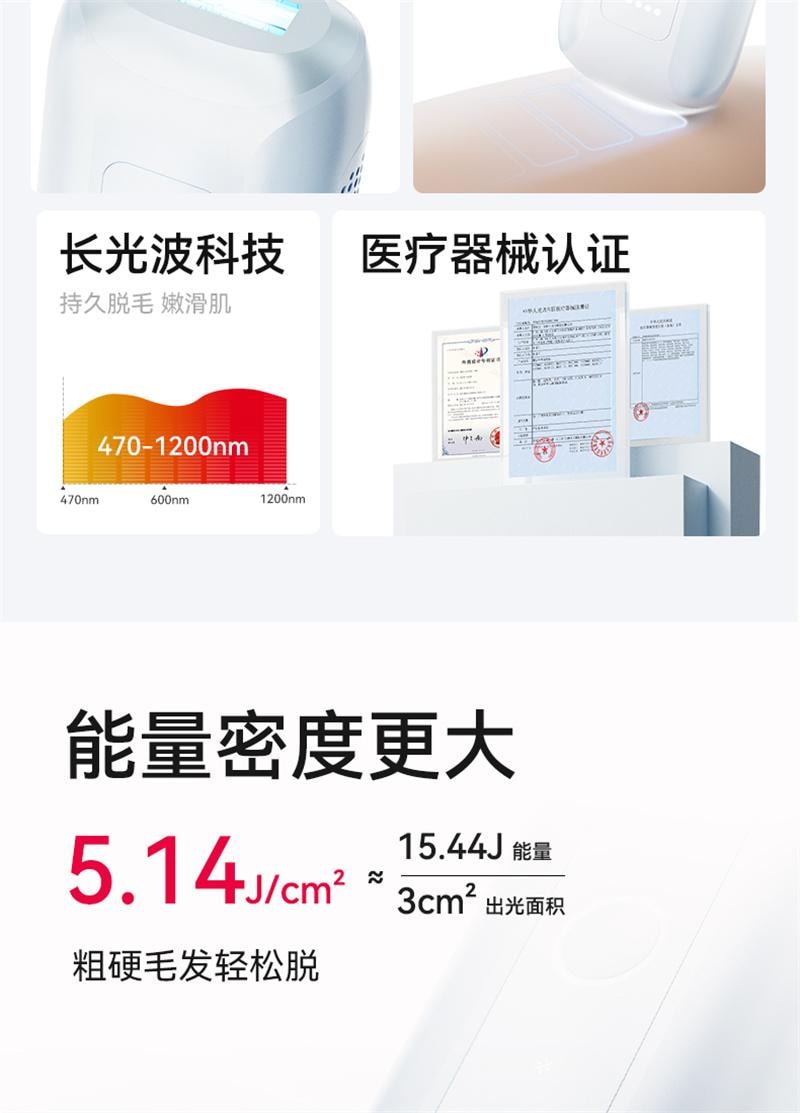 【中国直邮】海尔蓝宝石冰点脱毛仪YT301家用唇毛腋下 冰川蓝