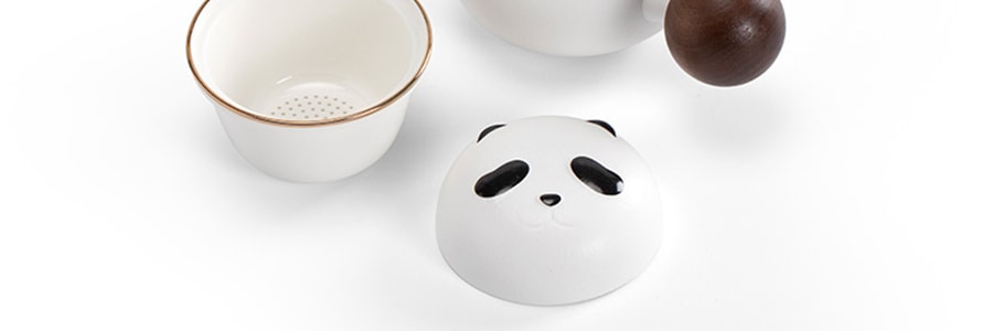 南山先生 熊猫泡茶杯子 陶瓷茶杯 茶水分离马克杯子 带杯垫 180ml