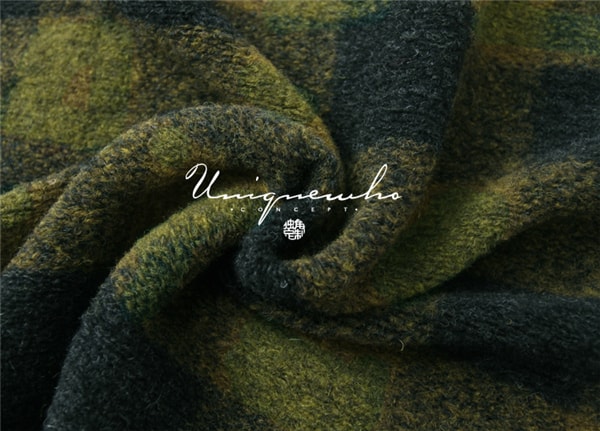 Green Plaid Medium Length Loose Wool Coat M