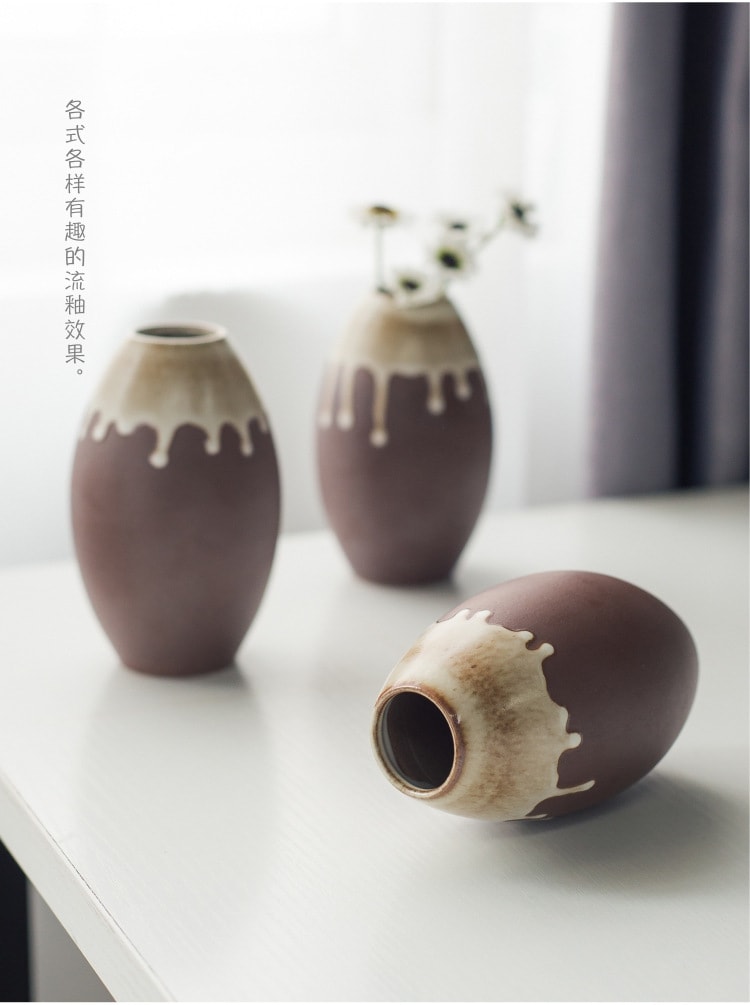 【中国直邮】蔡同昌 创意手工陶瓷花瓶 居家办公桌面装饰摆件干花水培花插小花器