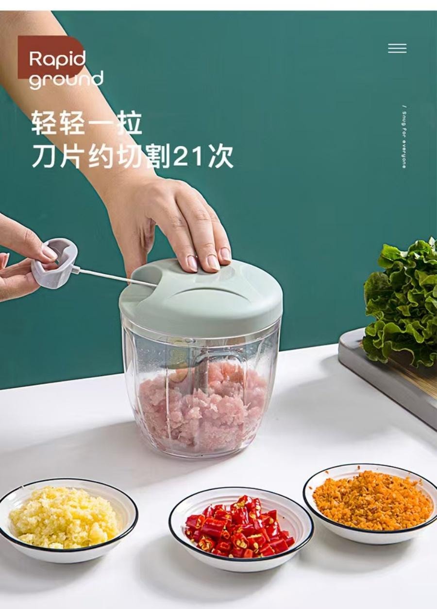 沁园庭 手动捣蒜器500ml雾霾绿 1个装 迷你辅食料理搅碎机压蒜器蒜蓉姜末 小红书推荐