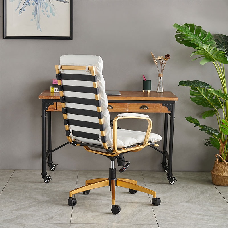 【美国现货】LUXMOD 面包电脑椅 白色面+金色椅身 单人位
