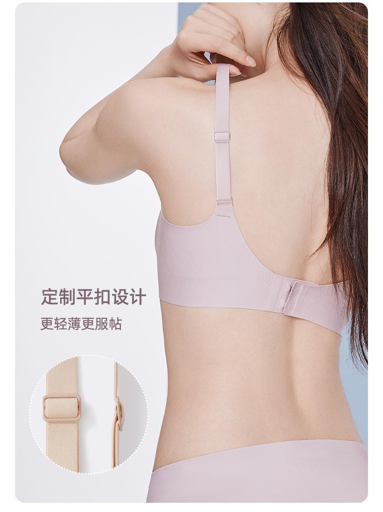 幸棉灰紫色M码薄款贴贴杯文胸女舒适无痕收副乳文胸小胸聚拢无钢圈软支撑内衣