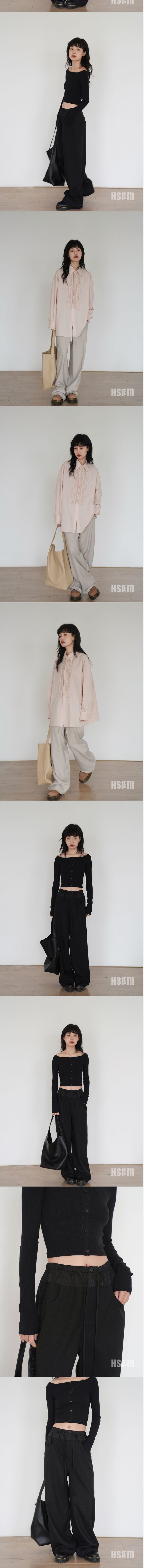 【中国直邮】HSPM新款高腰直筒休闲裤 黑色 S