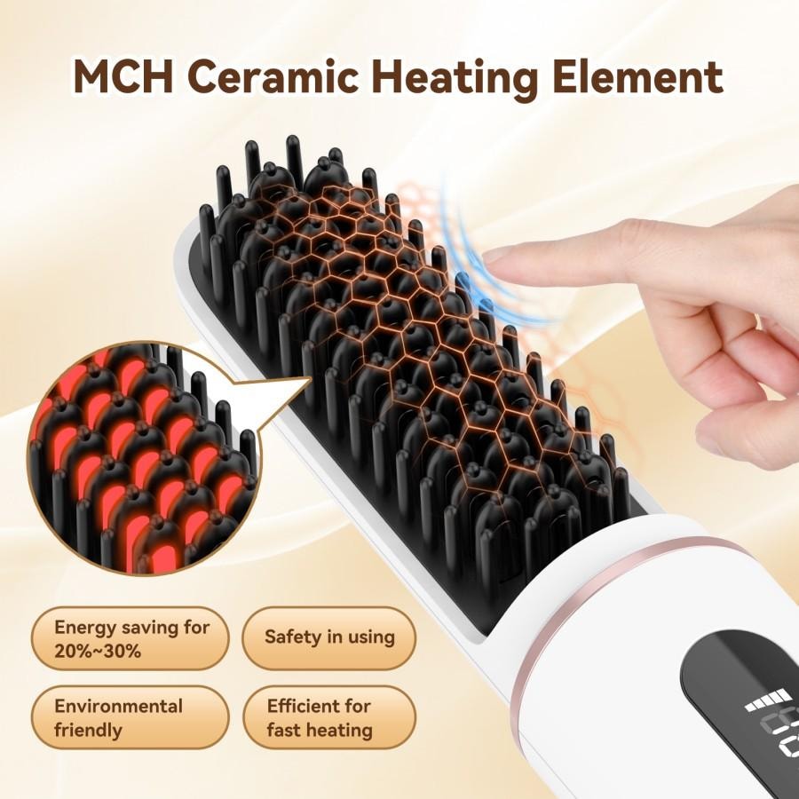  MAXGROOM 歷史最低價【美國現貨】 無線負離子直髮梳 口紅造型 便攜式 帶3千萬負離子 白色 M-168 4500毫安 1件裝