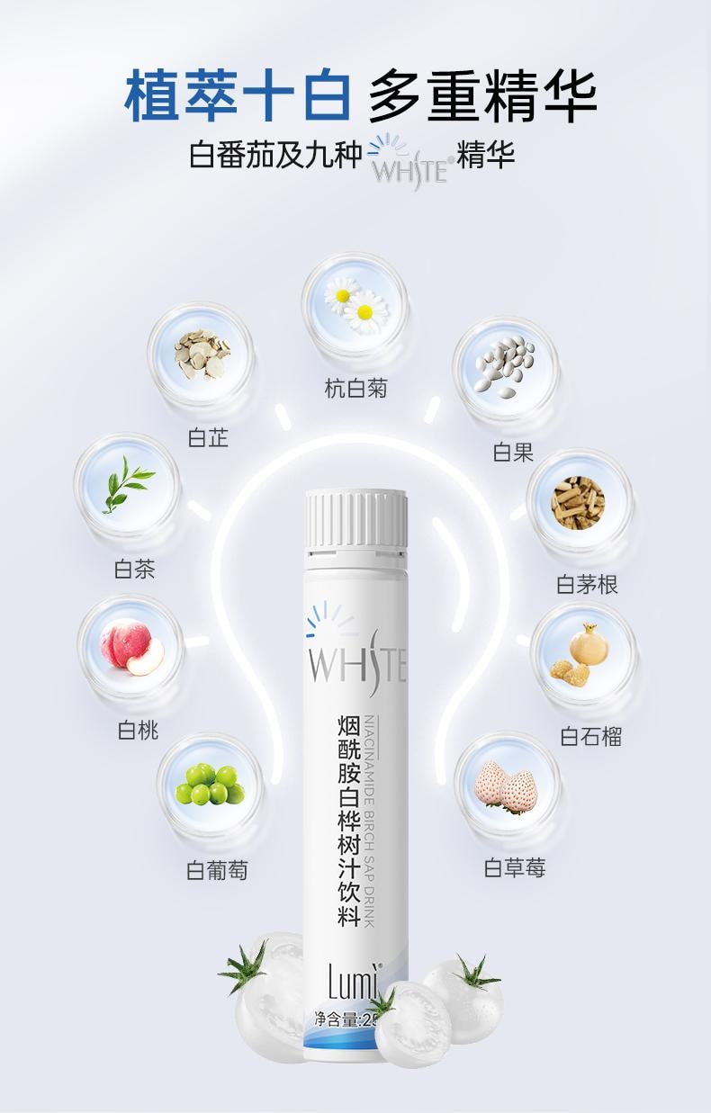 Lumi 煙醯胺白樺樹汁飲料L-半胱胺酸10重美白植萃 防曬抵禦黑色素 25ml*3支入 新品特價嚐鮮連結 每日限購