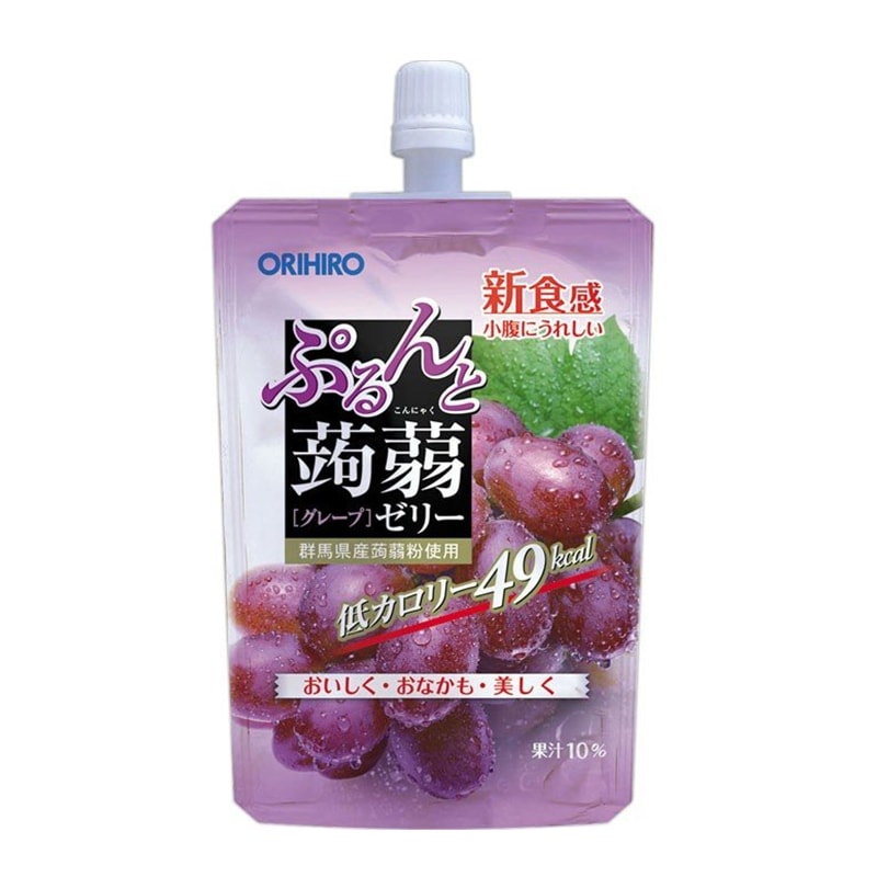 【日本直邮】日本ORIHIRO 夏季早餐首选 低卡蒟蒻果冻 可以吸的果冻 葡萄味 1支装