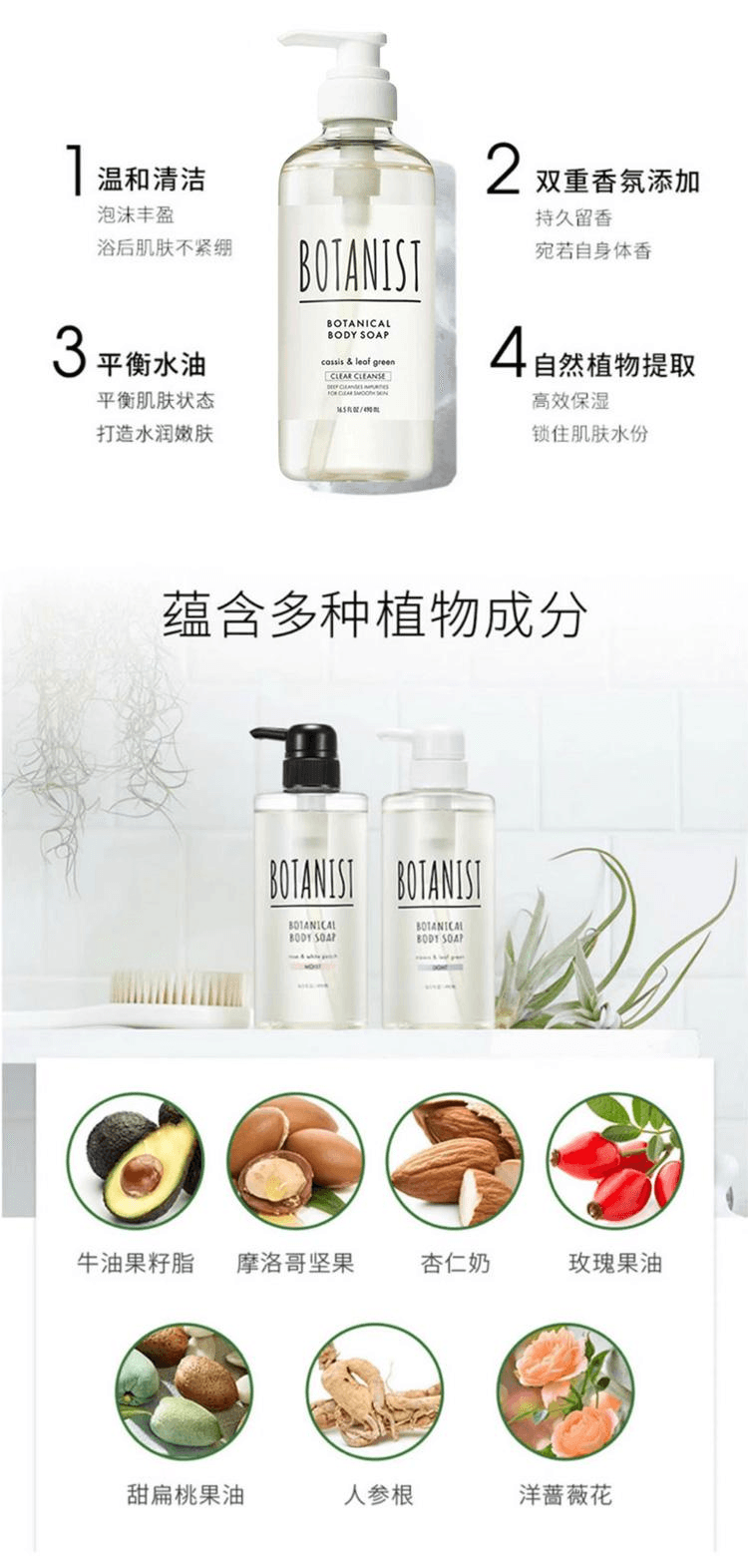 【日本直郵】BOTANIST植物學家 補水保濕沐浴露490ml