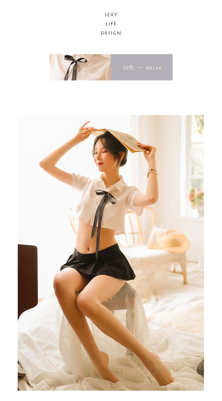 【中國直郵】瑰若 情趣內衣 清純學生製服套裝 M碼 黑白款