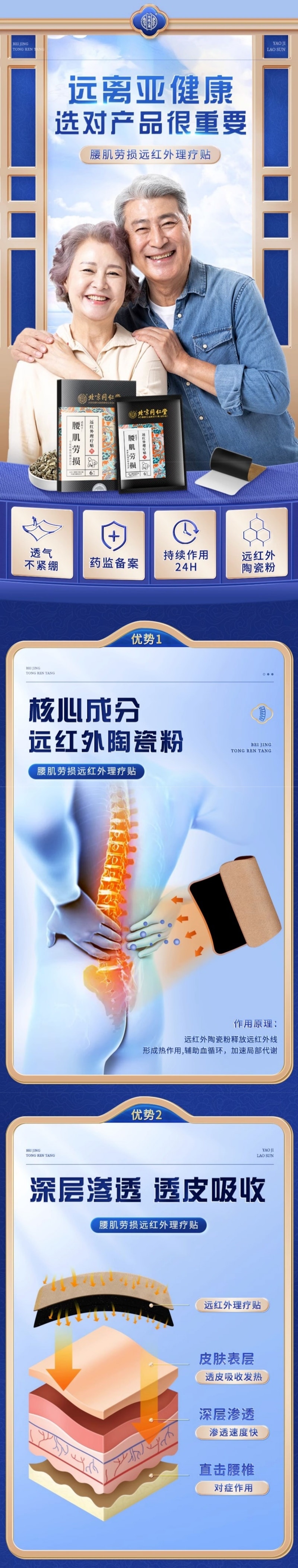  北京同仁堂 远红外理疗贴CN-E 腰肌劳损 6贴/盒