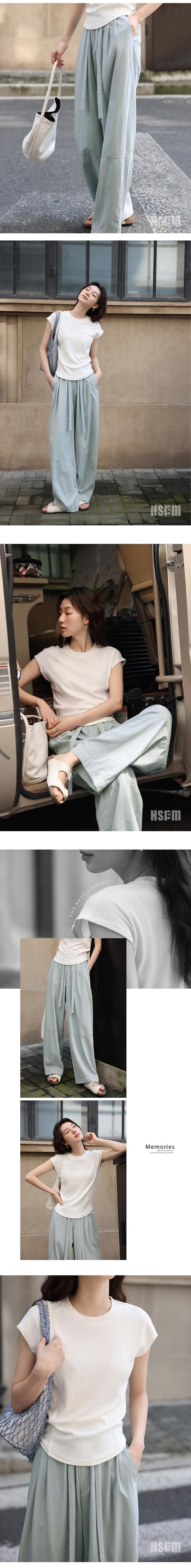 【中國直郵】HSPM新款舒適闊腿休閒褲 海浪藍 S