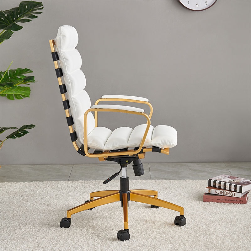 【美国现货】LUXMOD 面包电脑椅 白色面+金色椅身 单人位