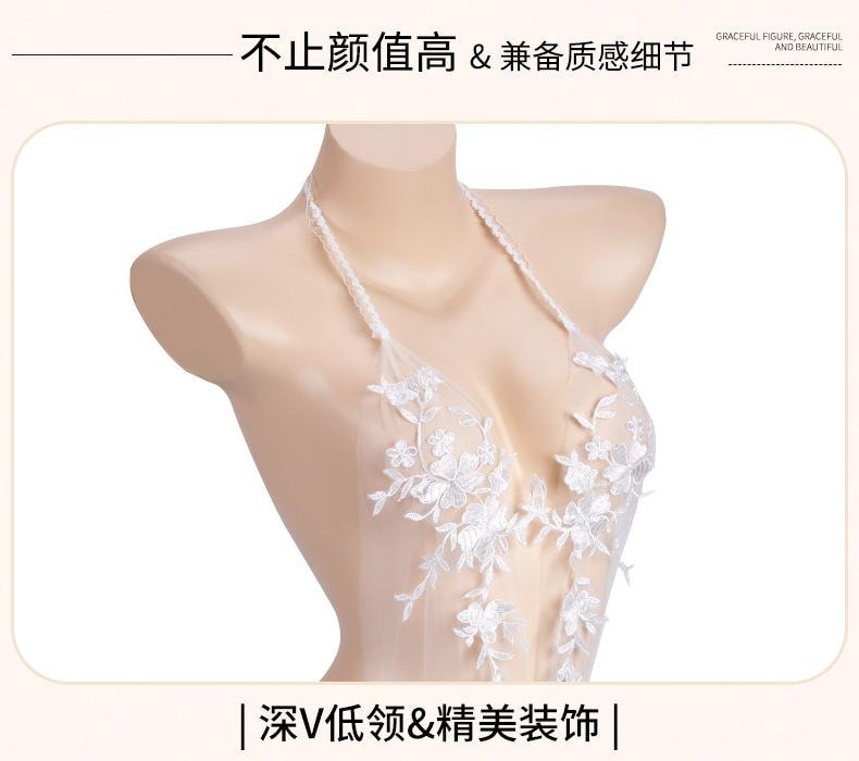 【中國直郵】 曼煙 情趣內衣 性感新娘浪漫花嫁套裝 白色均碼(含絲襪)