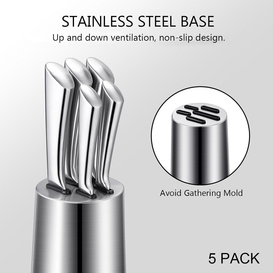 5pc Stainless Steel Knife Set w/ Knife Block