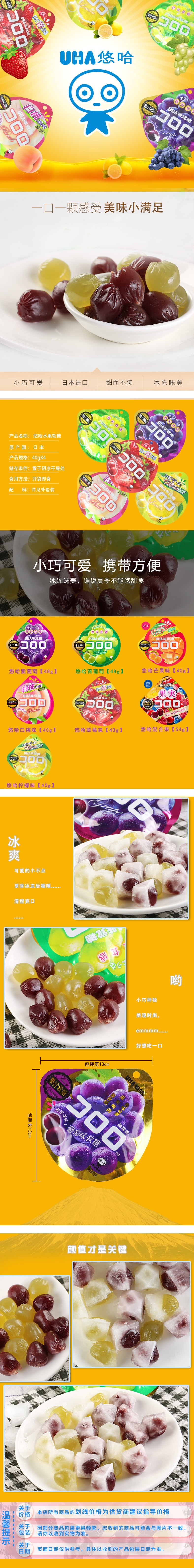 【日本直邮】UHA悠哈味觉糖 全天然果汁软糖 哈密瓜味 40g