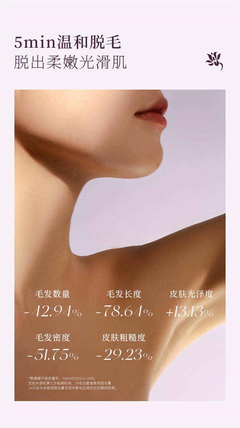 【中国直邮】  宝玑米 脱毛膏全身可用温和不刺激脱毛膏女腋下不留黑点 100g/支