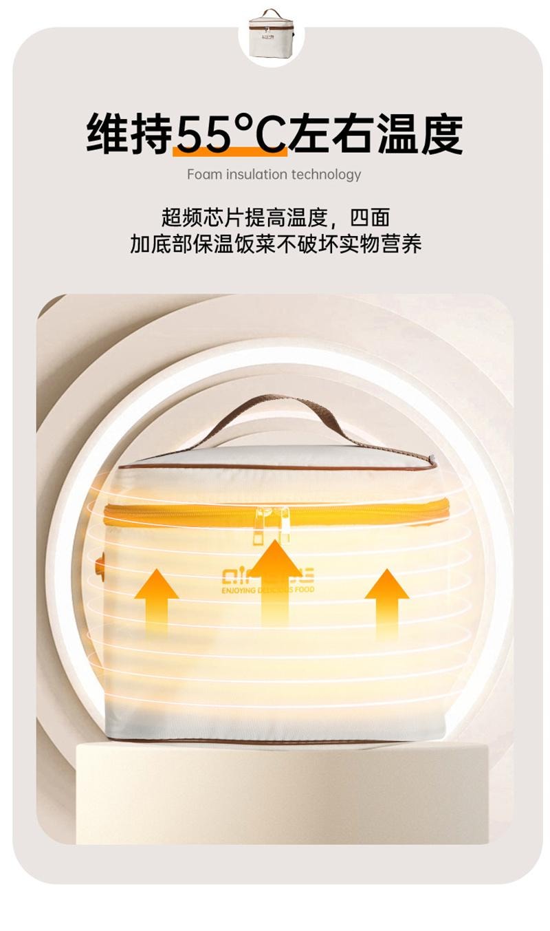 【中国直邮】 亲太太 陶瓷内胆可插电饭盒加热便当盒保温餐盒多层 400ml 2个装