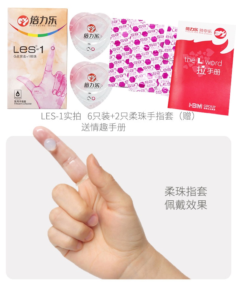 【中國直郵】倍力樂扣手指套 持久男女用保險套 LES光面8只裝*5盒