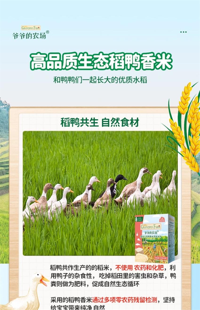 【中国直邮】 爷爷的农场 稻鸭香米饼-紫薯味 婴幼儿宝宝零食 特添钙+维生素B1磨牙棒饼干 32g/盒(明星代言-刘涛)