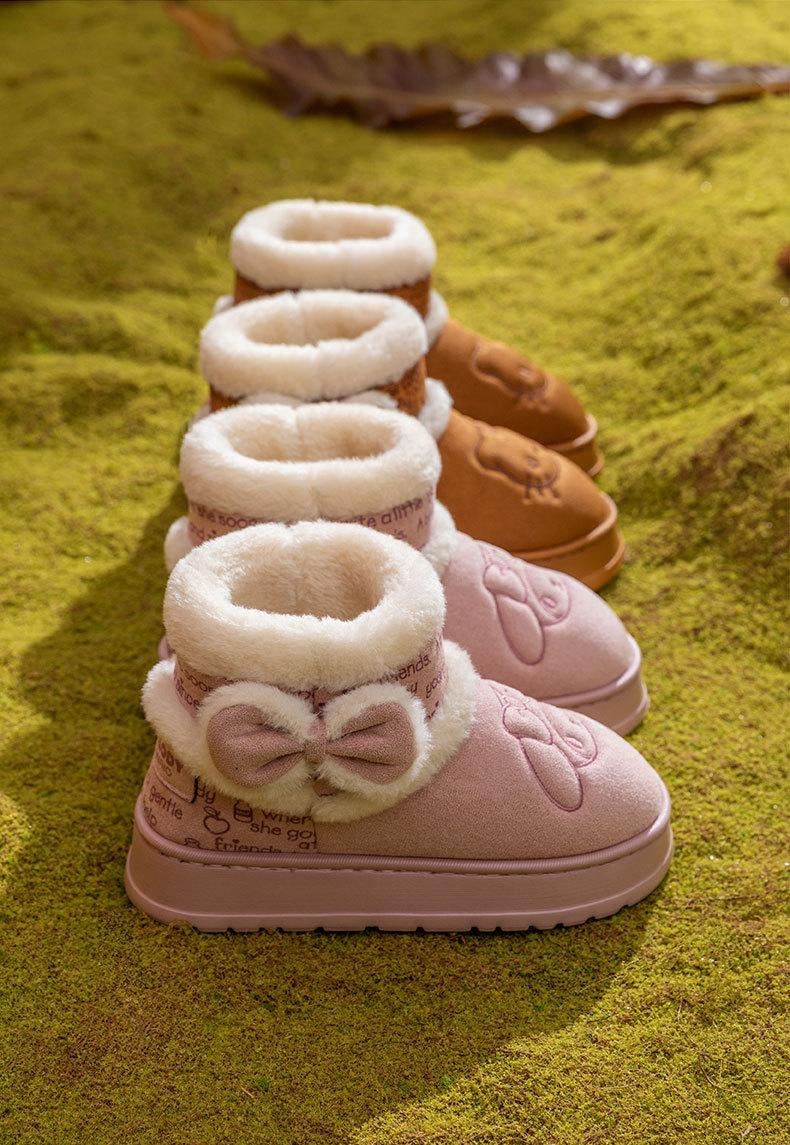 【中国直邮】 FOXTAIL 三丽鸥保暖亲子雪地靴 女式 棉鞋 家居 室内 保暖 秋冬-凯蒂猫 38-39码(内长23cm)1双