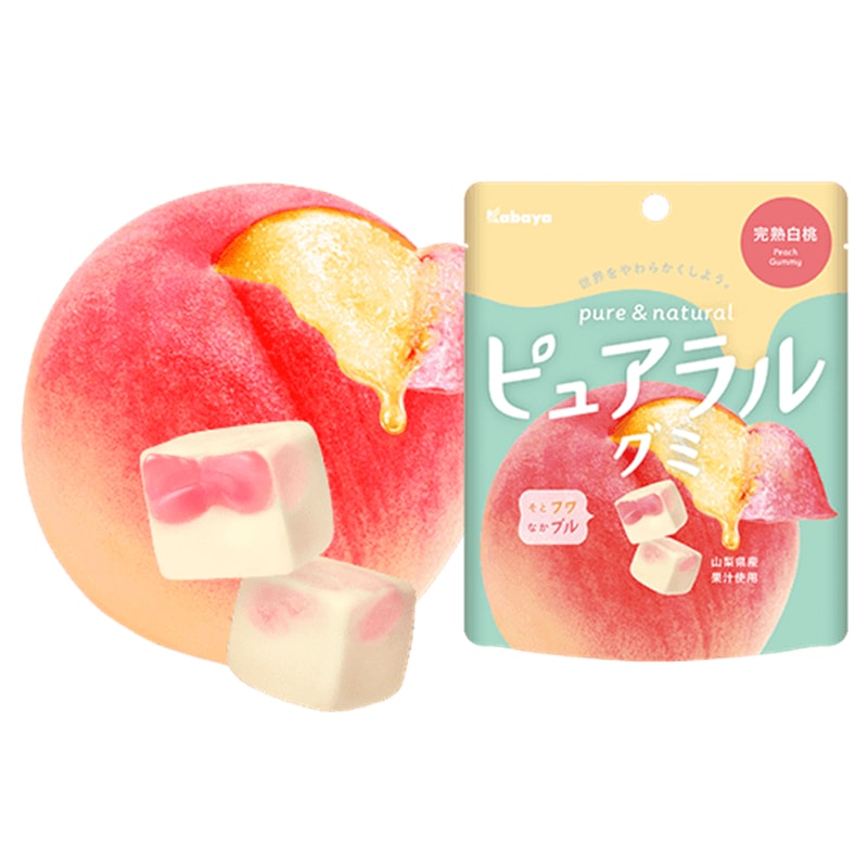 【日本直邮】日本KABAYA 期限限定 软糖与棉花糖的结合 完熟白桃果汁夹心软糖 45g