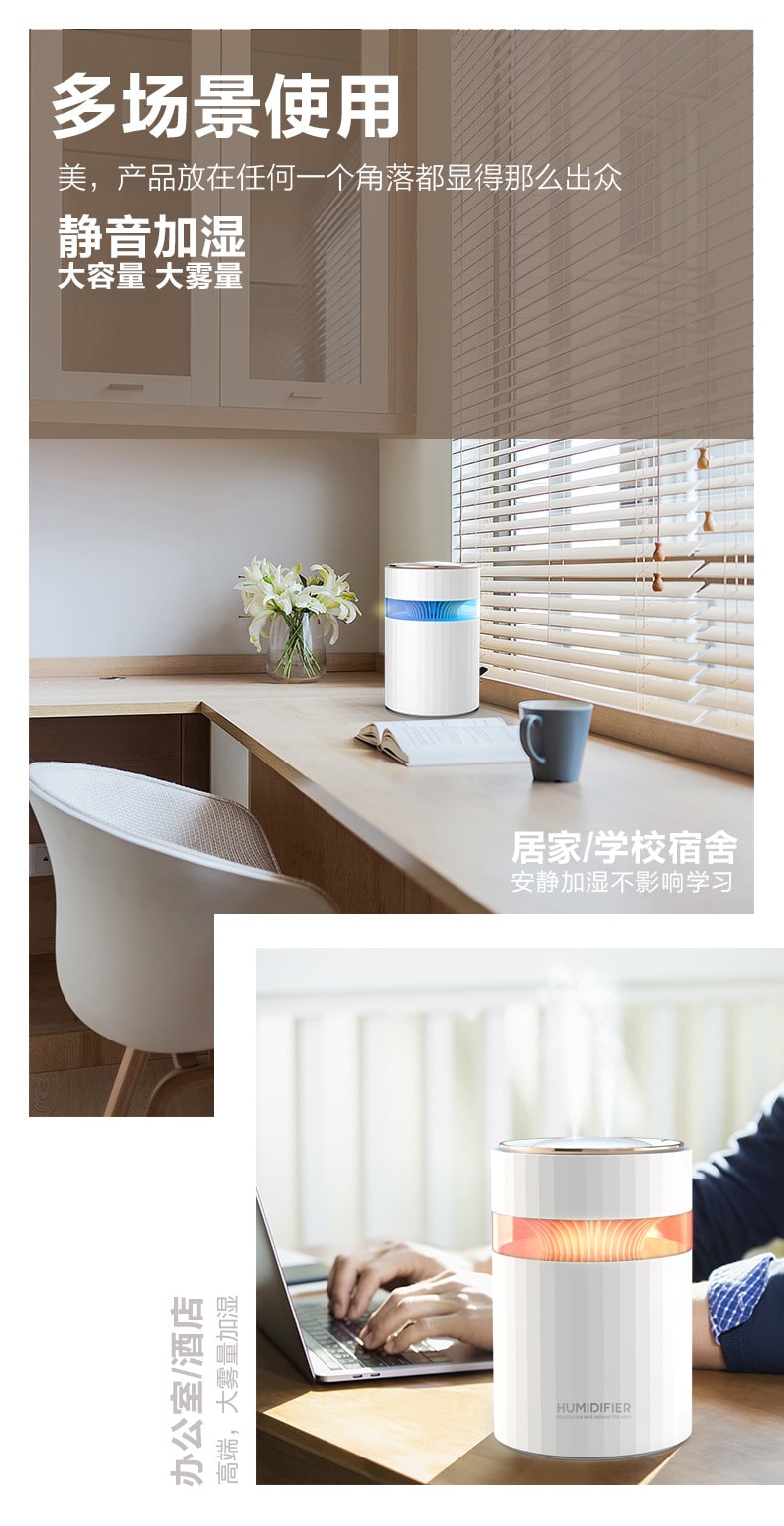 中國直效郵件 Coopever 大容量雙噴加濕器噴霧器900ml 桌上型家用空氣加濕器 USB 粉紅色