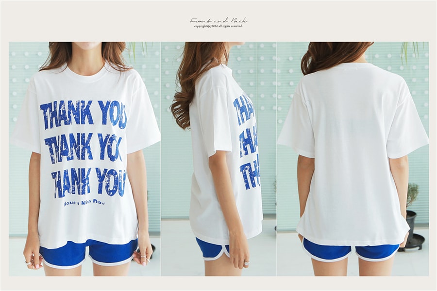 [韩国正品] MAGZERO THANK YOU图案款式T恤 #白色 均码(S-M) [免费配送]