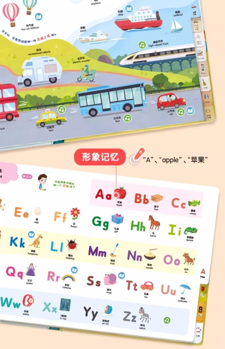 【中国直邮】 宝宝巴士 宝宝启蒙认知大百科 JoJo绘本 1-2岁 儿童 中英双语 点读 认知大全绘本  无点读笔