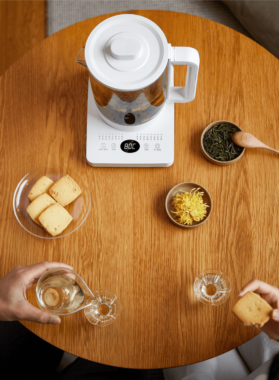 Health Kettle Silent Rapid Boil Multi-Function Glass Auto Keep Warm 1.5L White Supports 100–220V usable in the US.