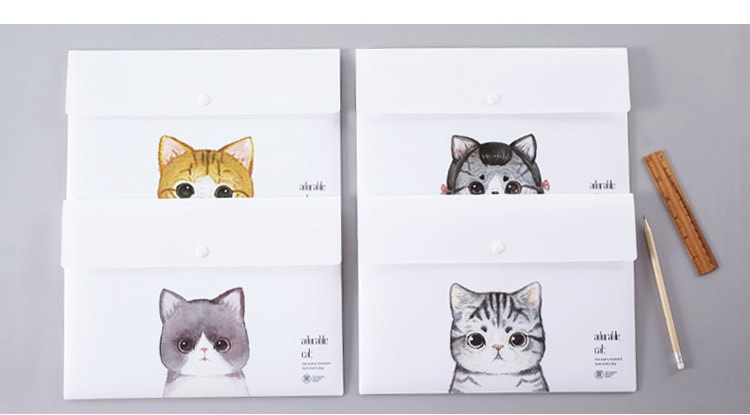 待改價審核銷售低樂學辦公(LEARN&WORK) 蘇打貓系列按扣文件袋 白色加厚 4個裝