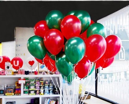 PuTwo派对聚会乳胶红白绿气球100个装