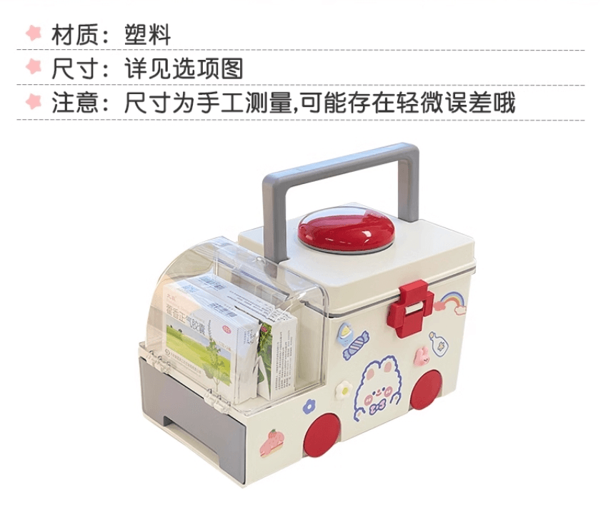 中国 可爱家用收纳箱 药品收纳盒 儿童桌面药箱 药物   医药箱家庭装#绿色一件入
