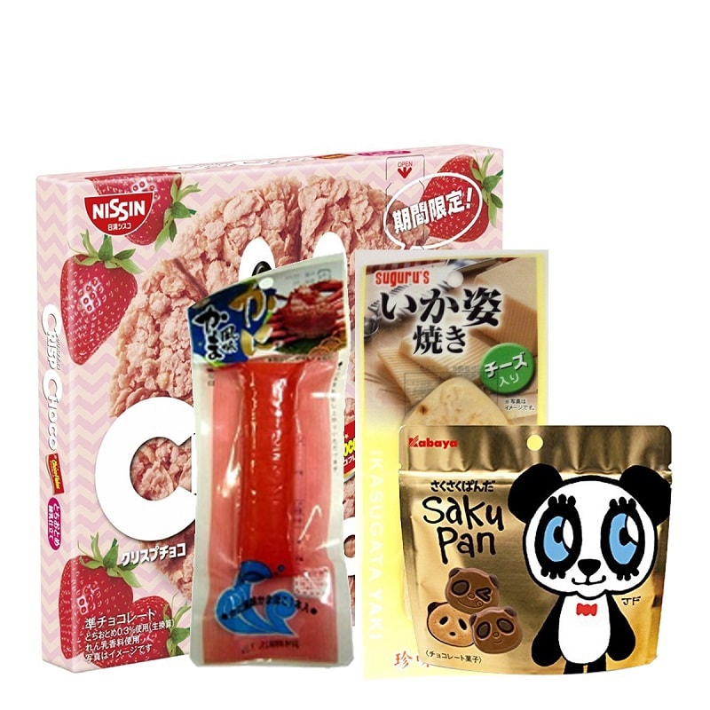 Crab Sticks 2sticks+SUGURU Food Cheese Flavor Squid 45g*2 Chocolate Panda Biscuit  Crisp