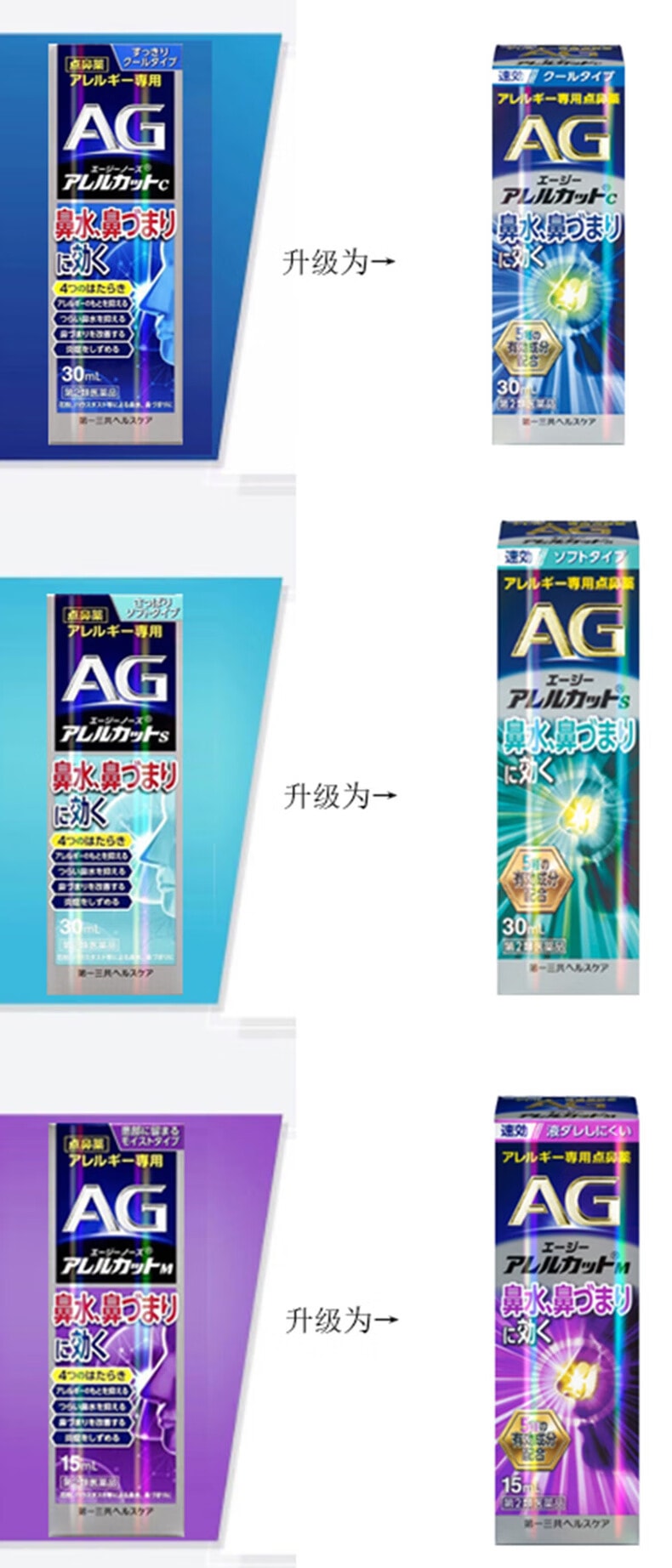 (日本直邮) 第一三共 AG鼻炎通鼻水剂 鼻炎喷雾水 过敏性鼻炎塞喷剂 温和S型 15ml