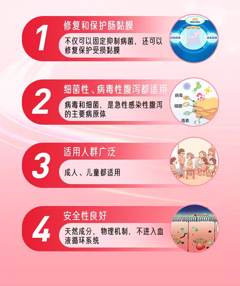 法国 思密达 蒙脱石散 治疗急慢性腹泻拉肚子 草莓味3g*10袋/盒