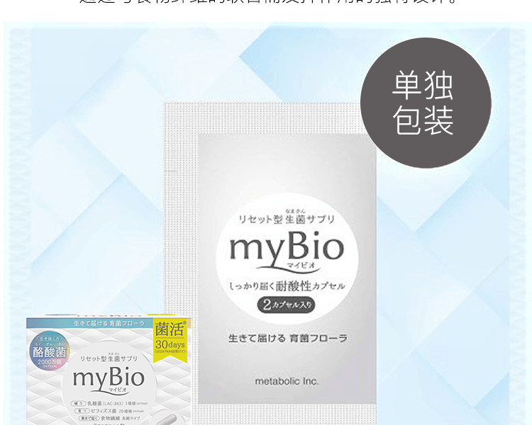myBio 活菌膳食纤维清爽益生元胶囊 30日量 75g
