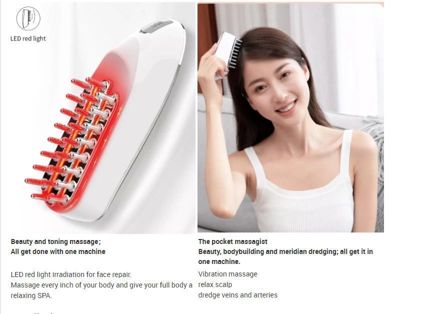 【疏通經絡 告別淤堵】KΛKUSΛN 多功能經絡按摩梳頭部臉部紅光導入梳 白色 1件