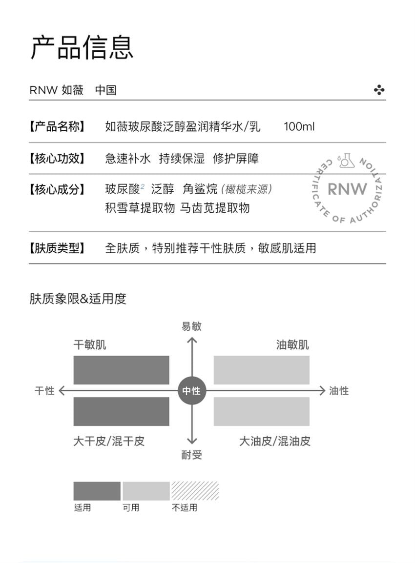 【中国直邮】韩国 RNW 如薇 B5玻尿酸爽肤水100ml+B5玻尿酸爽肤乳100ml 急速补水 持续保湿 修护屏障