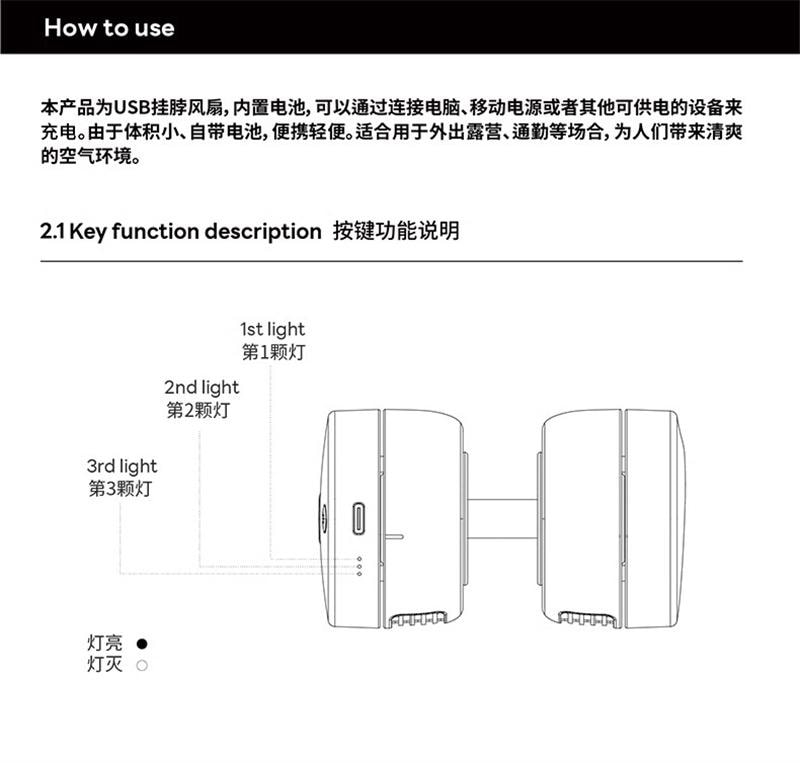 【中国直邮】  SOLONE 素乐小风扇usb可充电挂脖风扇静音随身便携 黑色 1个装