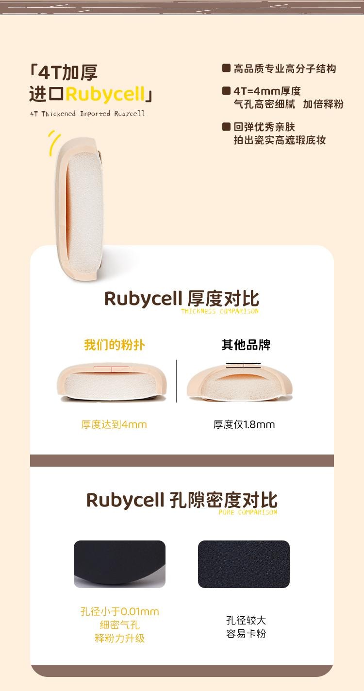 毛吉吉 便当系列粉扑 大橘大利 3pcs  细孔平纹皮革+聚氨酯海绵  干湿两用设计  一大一小套装  呼吸感底妆