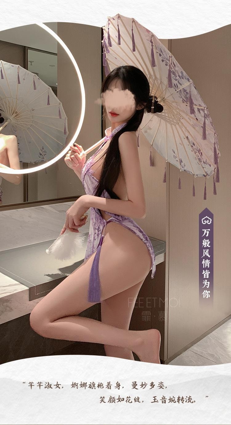 【中国直邮】 霏慕 幽帘一梦挖空露胸沟旗袍情趣内衣性感纯欲裸臀诱惑