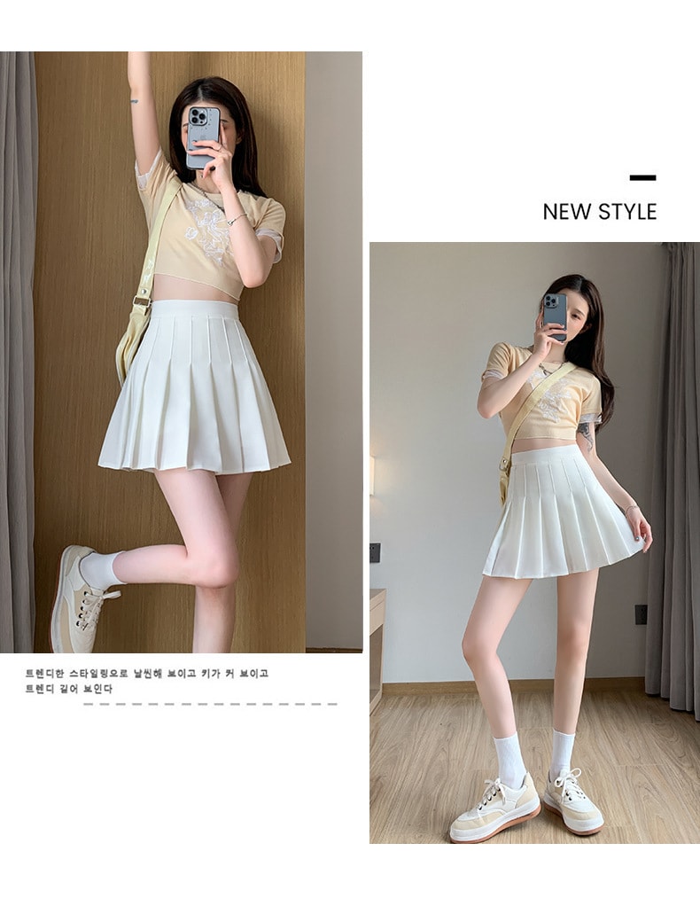 【中国直邮】爪哇岛 夏季新品 高腰显瘦 jk百褶裙学院风 XS码 灰色款