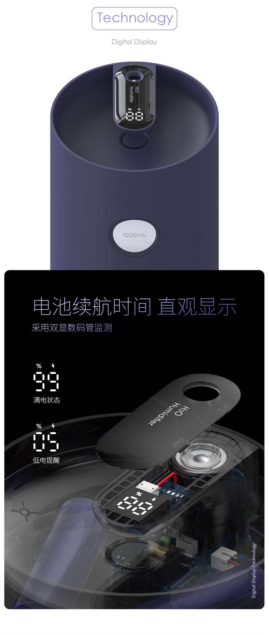 【中國直郵】水韻創意USB充電加濕器 辦公室家用桌面珍珠白款