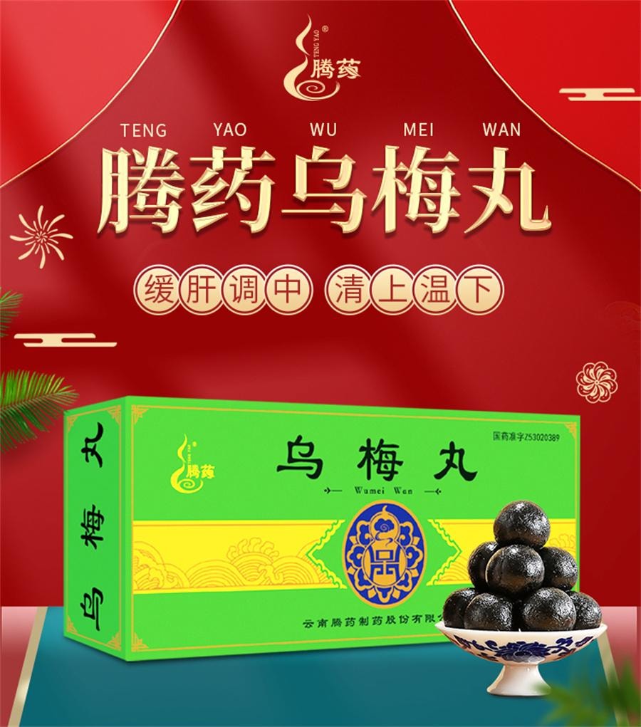 【中国直邮】 腾药 乌梅丸  适用于 蛔厥 久痢 厥阴头痛 3g*10丸/盒