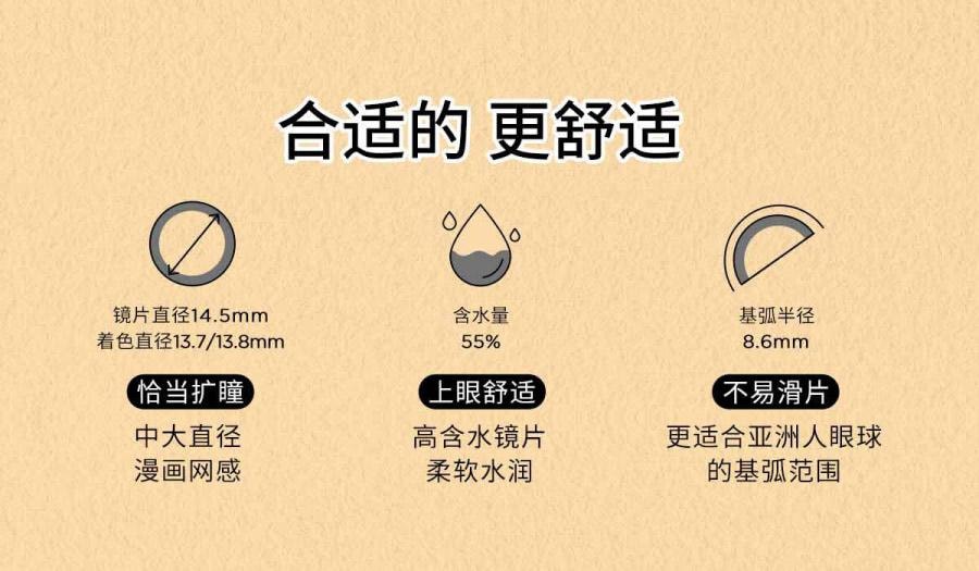 【中國直郵】moody美瞳半年拋 蠟筆小新系列 搖粒絨1片裝 (半年拋為1片裝為滿足雙眼佩戴請拍2盒)