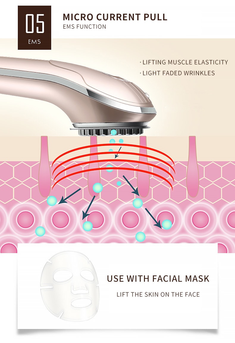 K·SKIN金稻 射頻美容儀臉部 紅綠紫光子嫩膚儀 提拉緊緻 淡化細紋臉部 導入美顏儀 KD9905