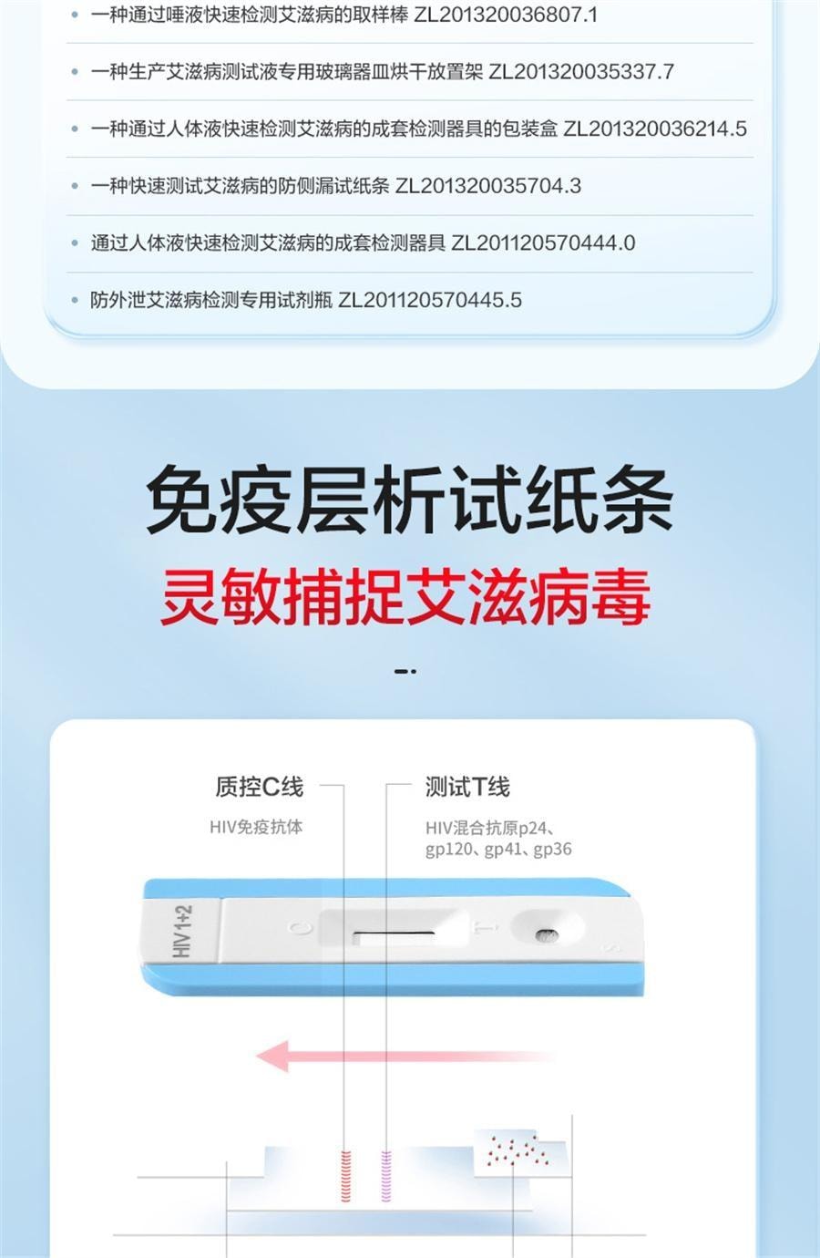 【中国直邮】 可孚 艾滋病检测试纸hiv检测纸四合一高精准自检双检 1人份/盒