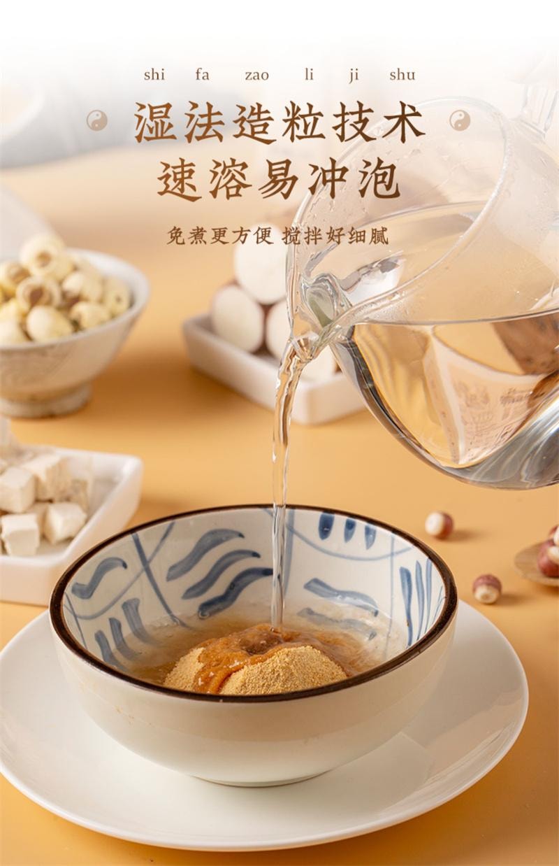 【中国直邮】 方回春堂 四神汤15g*15袋/盒 粉儿童早餐免煮材料芡实茯苓山药莲子四君子